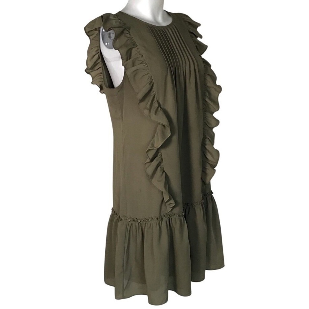 BANANA‎ REPUBLIC GREEN SLEEVELESS RUFFLE DRESS